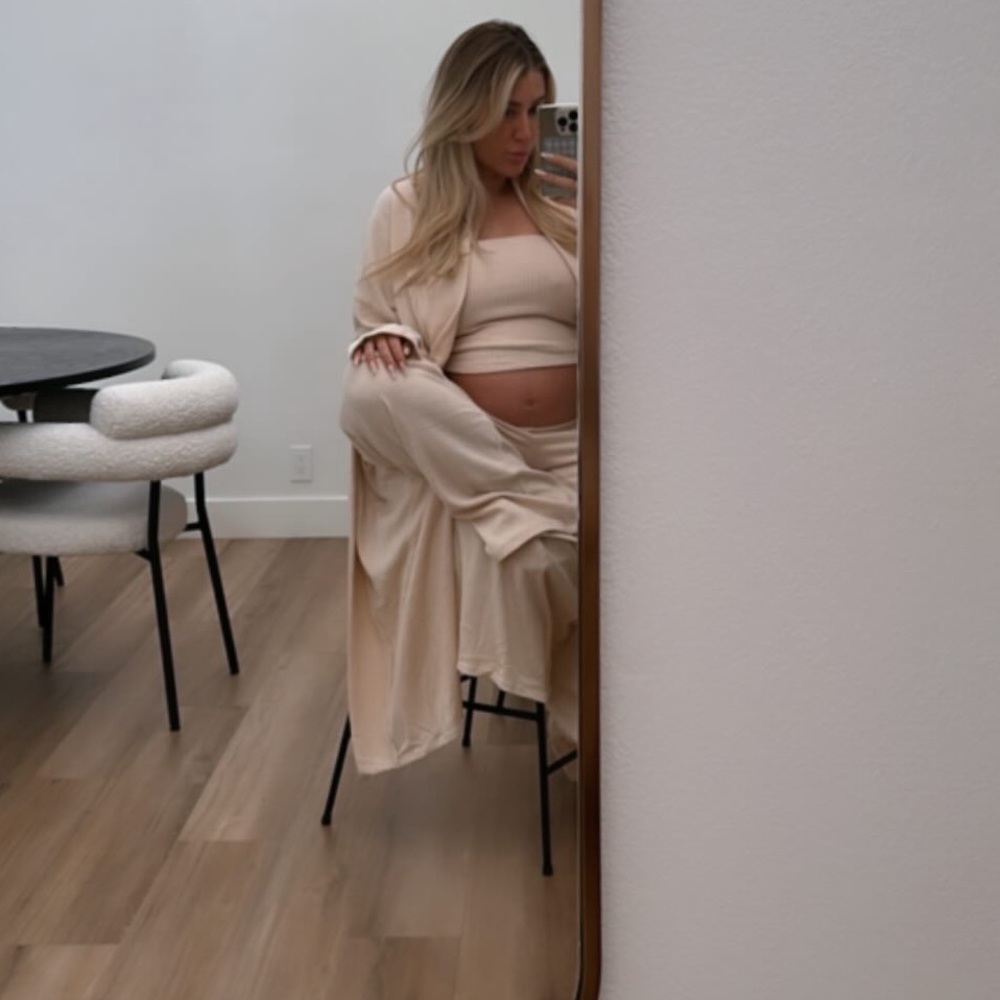 Foxy Kind Cream Ribbed Knit *Duster & Tube Top* Set Bump friendly